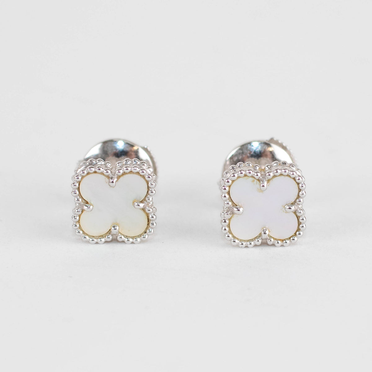 Van Cleef & Arpels 18ct White Gold Mother Of Pearl Sweet Alhambra Earstuds