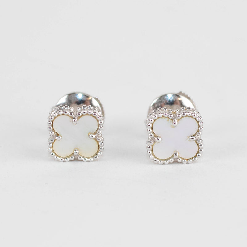 Van Cleef & Arpels 18ct White Gold Mother Of Pearl Sweet Alhambra Earstuds