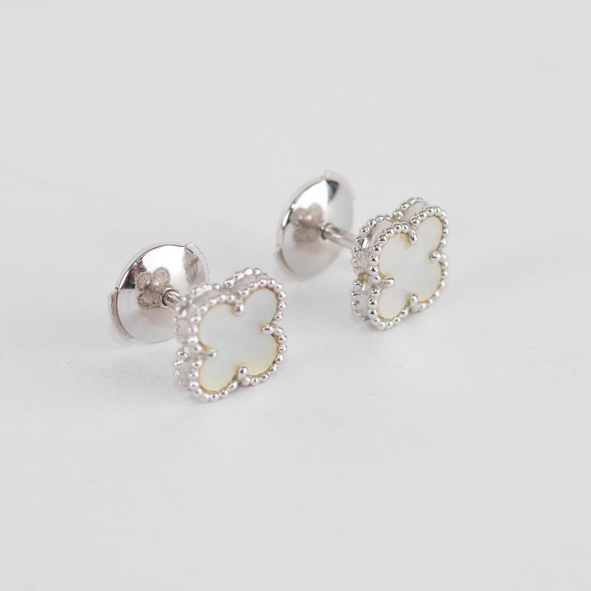 Van Cleef & Arpels 18ct White Gold Mother Of Pearl Sweet Alhambra Earstuds