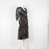 Ba & Sh Black Multi Colour Floral Sheer Long Sleeve Dress With Slip