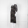 Ba & Sh Black Multi Colour Floral Sheer Long Sleeve Dress With Slip