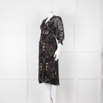 Ba & Sh Black Multi Colour Floral Sheer Long Sleeve Dress With Slip