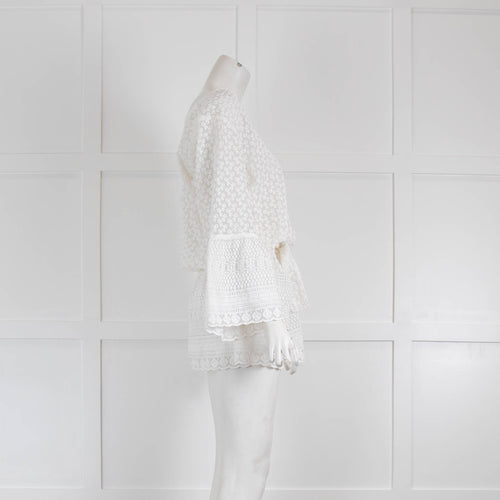 Melissa Odabash White Textured Bell Sleeve Cover Up Minidress