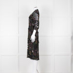 Ba & Sh Black Multi Colour Floral Sheer Long Sleeve Dress With Slip