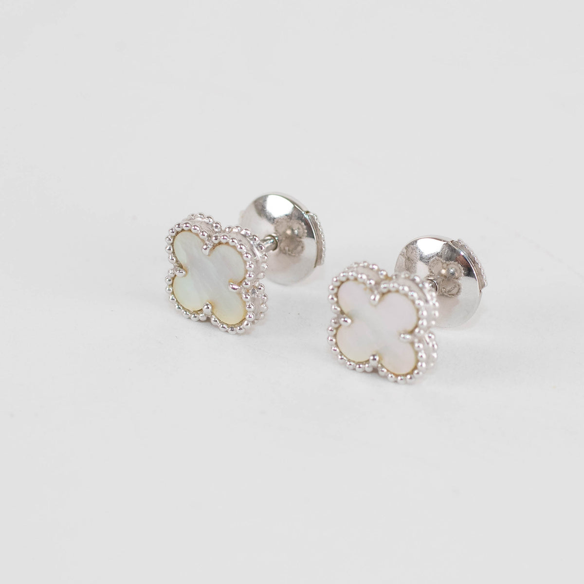 Van Cleef & Arpels 18ct White Gold Mother Of Pearl Sweet Alhambra Earstuds