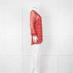 The Kooples Red Pink Green Floral Print Sleeved Dress