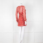 The Kooples Red Pink Green Floral Print Sleeved Dress