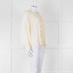 Vanessa Bruno Cream On Cream Check Print Frill Trim Blouse