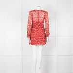 The Kooples Red Pink Green Floral Print Sleeved Dress