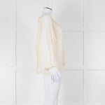 Vanessa Bruno Cream On Cream Check Print Frill Trim Blouse