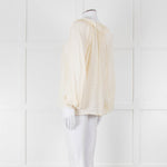 Vanessa Bruno Cream On Cream Check Print Frill Trim Blouse