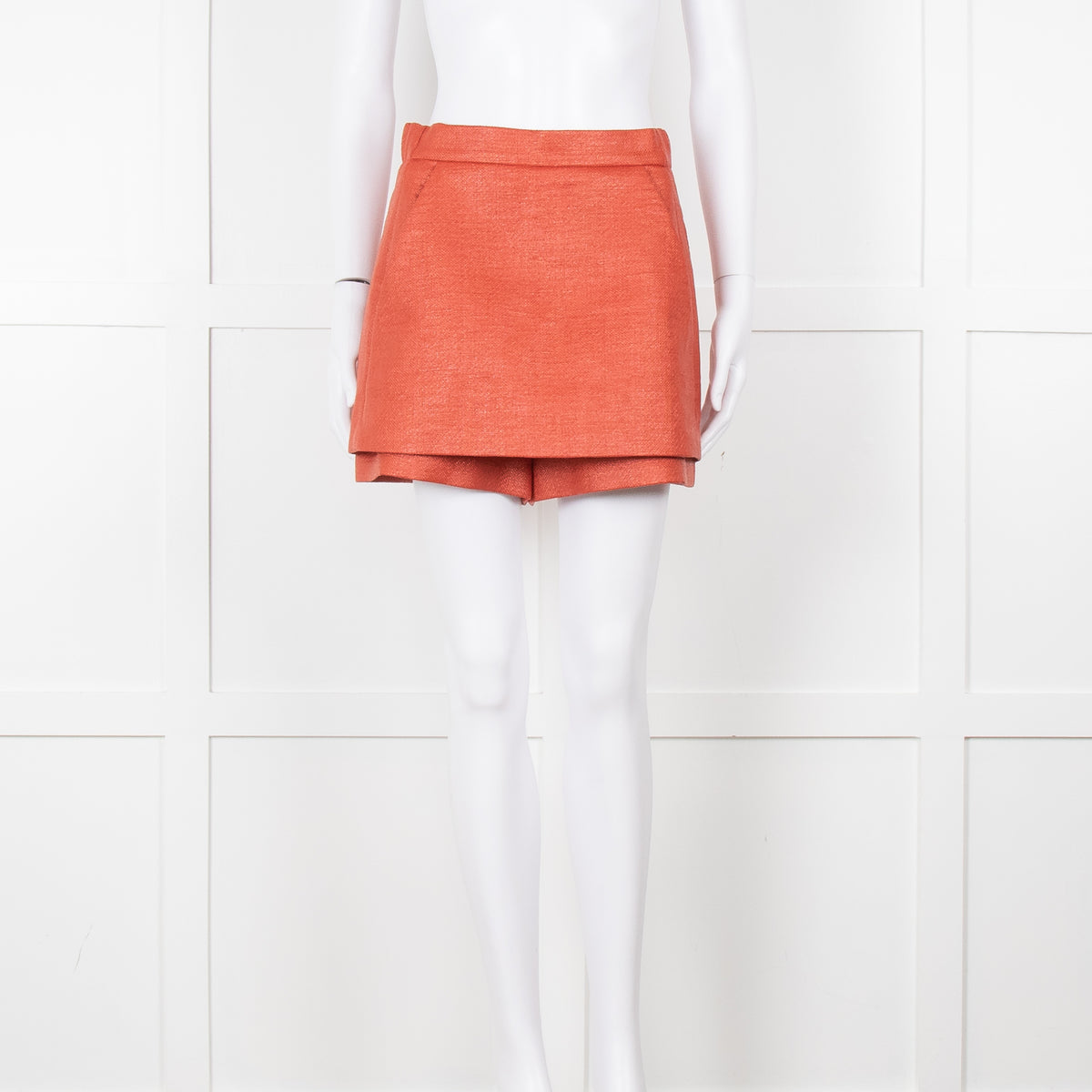 Maje Orange Woven Skirt Panel Shorts