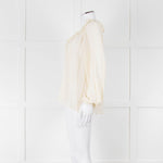 Vanessa Bruno Cream On Cream Check Print Frill Trim Blouse