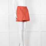Maje Orange Woven Skirt Panel Shorts