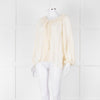 Vanessa Bruno Cream On Cream Check Print Frill Trim Blouse