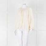 Vanessa Bruno Cream On Cream Check Print Frill Trim Blouse