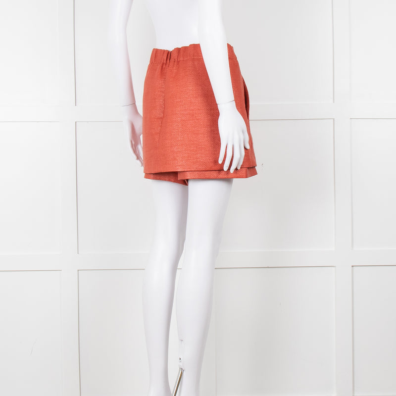 Maje Orange Woven Skirt Panel Shorts