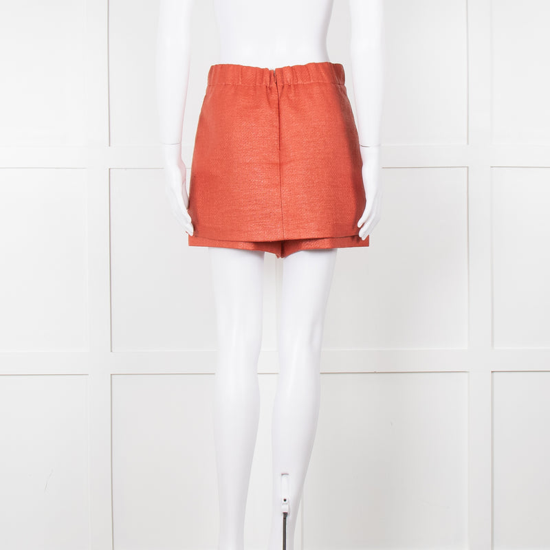 Maje Orange Woven Skirt Panel Shorts