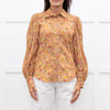 Mirto Orange Paisley Print Long Sleeve Blouse