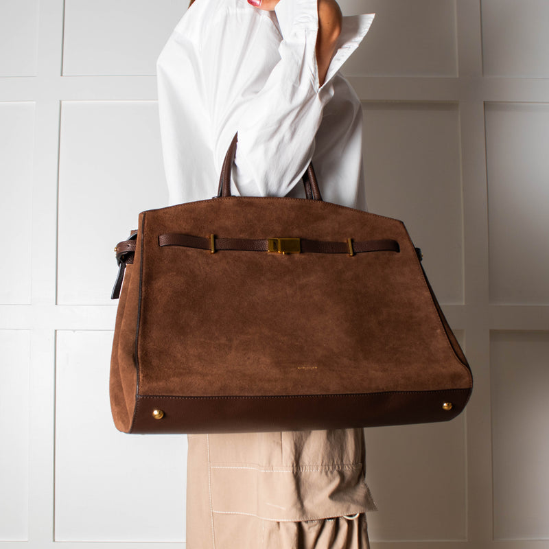 DeMellier Brown Suede Hudson Top Handle Bag
