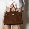 DeMellier Brown Suede Hudson Top Handle Bag