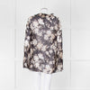 The Kooples Black Beige Floral Frill Long Sleeve Sheer Blouse
