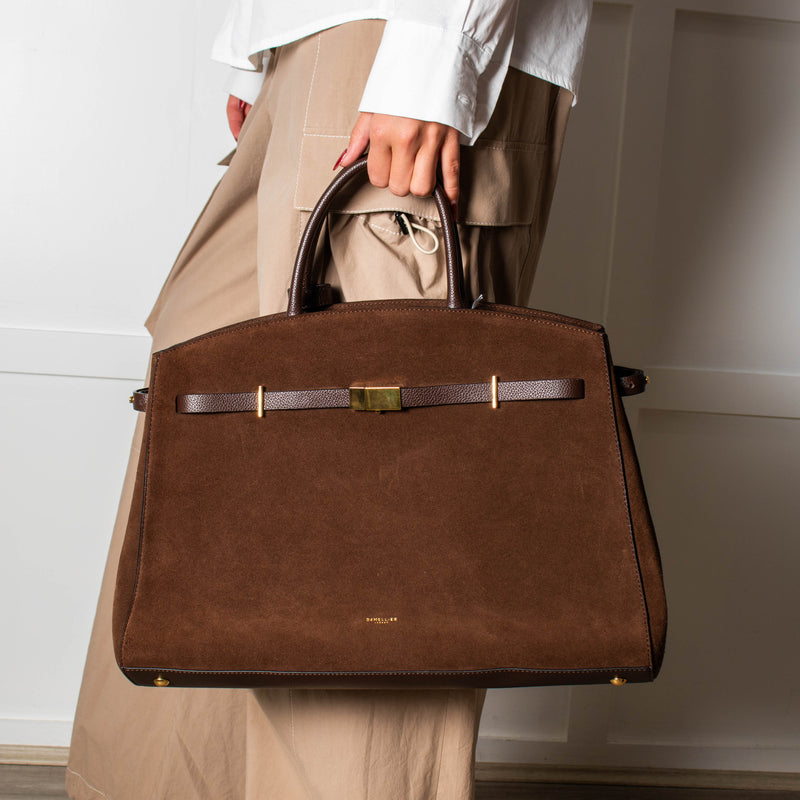 DeMellier Brown Suede Hudson Top Handle Bag