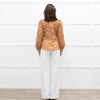Mirto Orange Paisley Print Long Sleeve Blouse