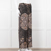 Max Mara Studio Black Brown Lilac Floral Print Silk Trousers
