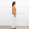 Mirto Orange Paisley Print Long Sleeve Blouse