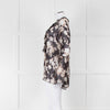 The Kooples Black Beige Floral Frill Long Sleeve Sheer Blouse