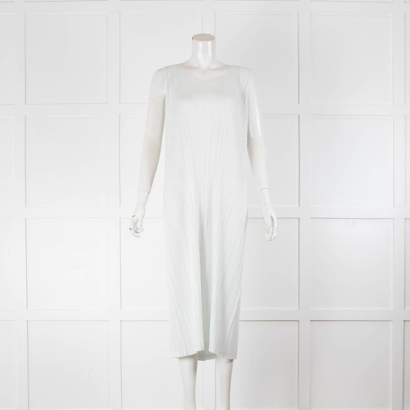 Pleats Please Duck Egg Sleeveless Pleated Midi Dress