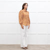 Mirto Orange Paisley Print Long Sleeve Blouse