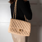 Chanel Beige Jumbo Single Flap Caviar Bag