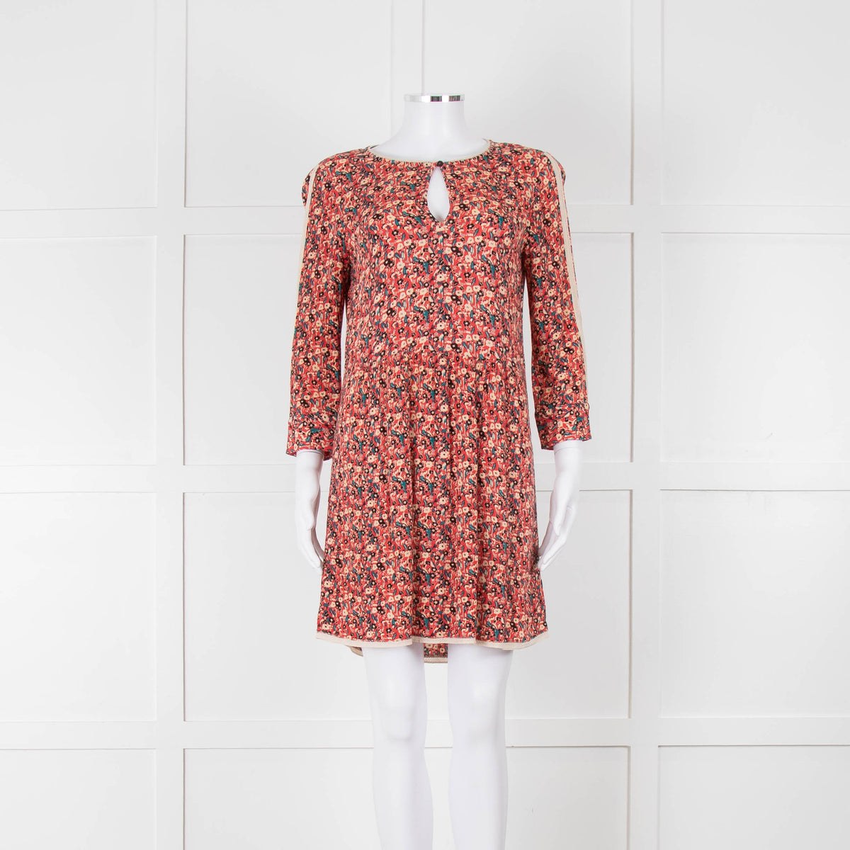 Zadig & Voltaire Orange Cream Teal Floral Short Dress