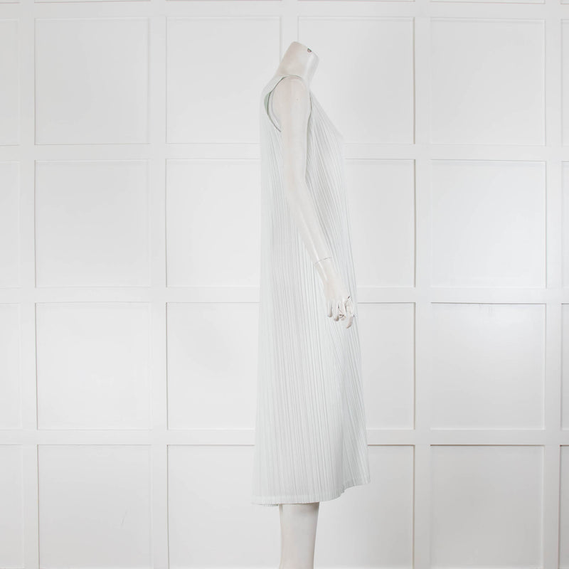 Pleats Please Duck Egg Sleeveless Pleated Midi Dress