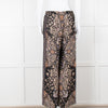 Max Mara Studio Black Brown Lilac Floral Print Silk Trousers
