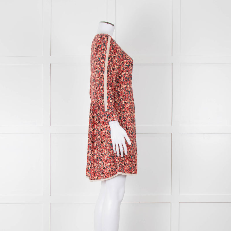 Zadig & Voltaire Orange Cream Teal Floral Short Dress