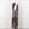 Max Mara Studio Black Brown Lilac Floral Print Silk Trousers