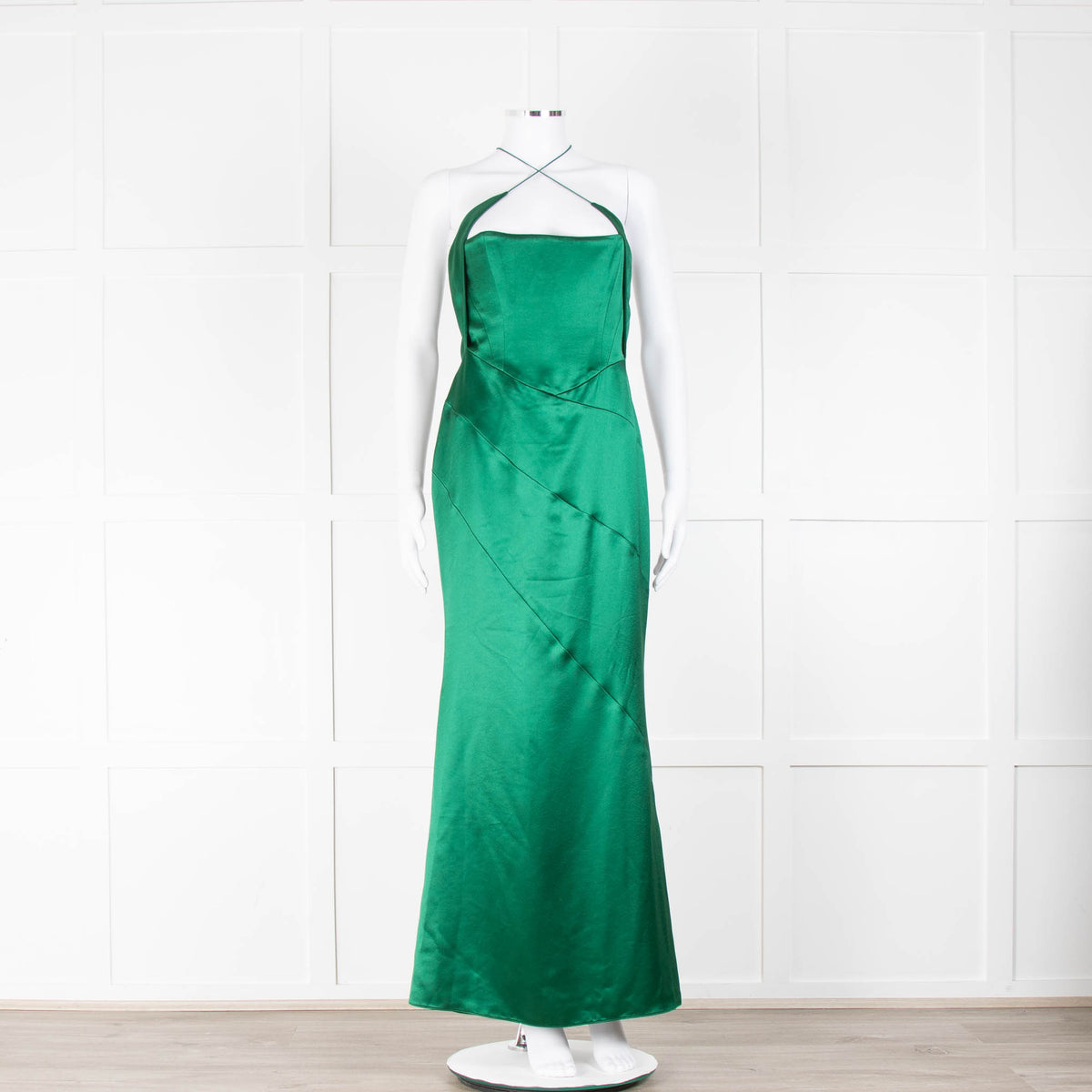 16Arlington Green Satin Corset Sleeveless Evening Dress