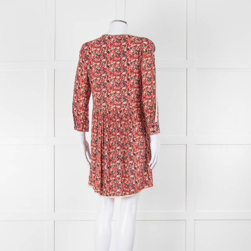 Zadig & Voltaire Orange Cream Teal Floral Short Dress