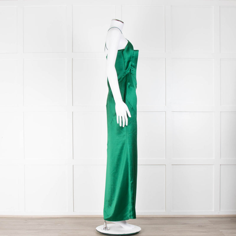 16Arlington Green Satin Corset Sleeveless Evening Dress