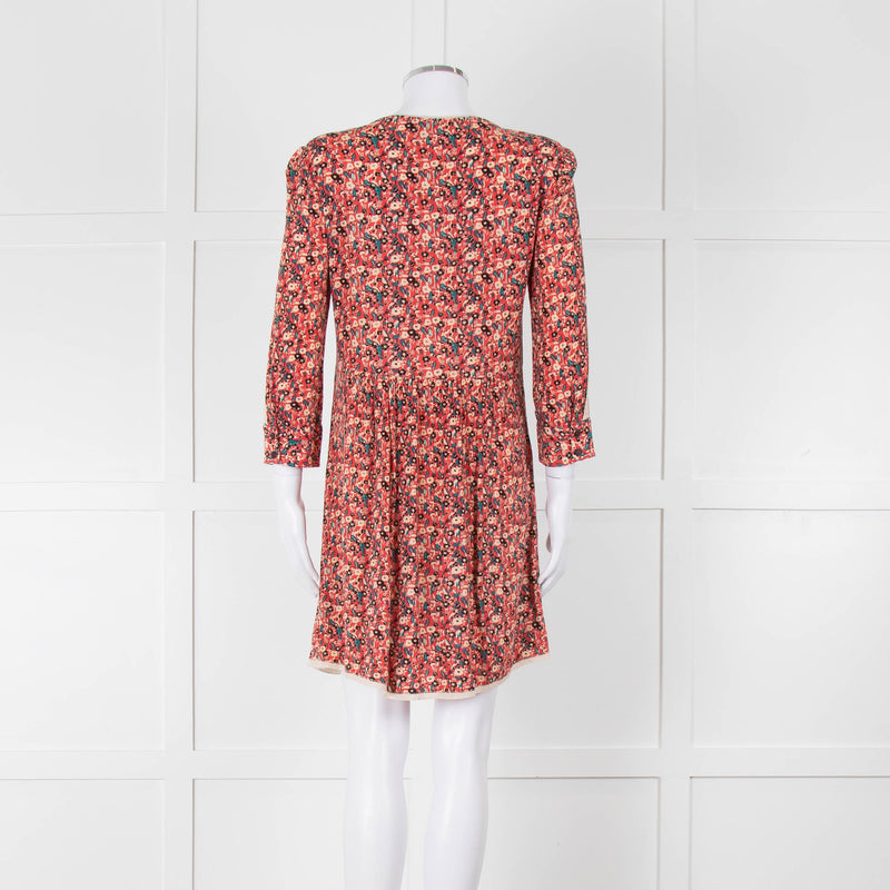 Zadig & Voltaire Orange Cream Teal Floral Short Dress
