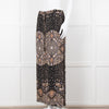Max Mara Studio Black Brown Lilac Floral Print Silk Trousers