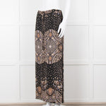 Max Mara Studio Black Brown Lilac Floral Print Silk Trousers