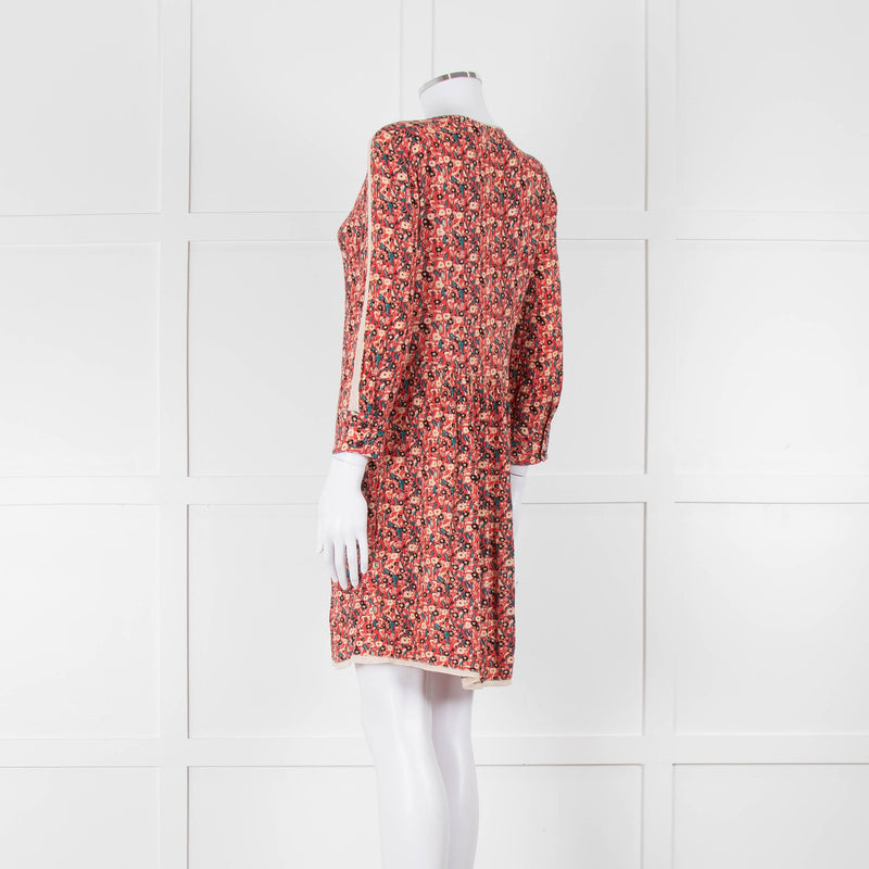 Zadig & Voltaire Orange Cream Teal Floral Short Dress