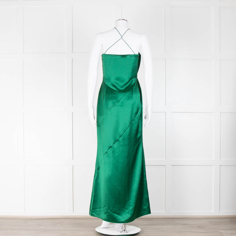 16Arlington Green Satin Corset Sleeveless Evening Dress