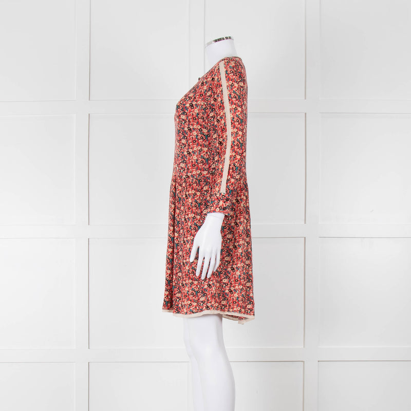 Zadig & Voltaire Orange Cream Teal Floral Short Dress