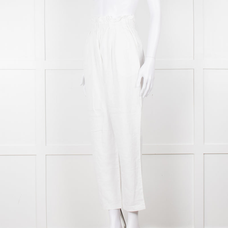 Bec+ Bridge White Elasticated Waist Linen Trousers