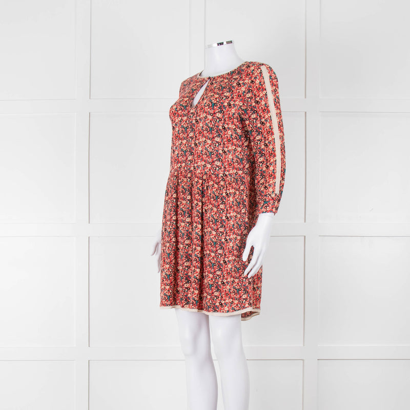 Zadig & Voltaire Orange Cream Teal Floral Short Dress